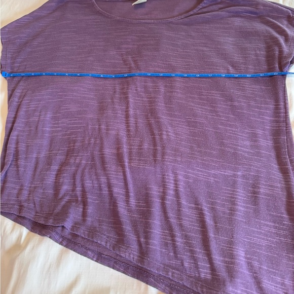 Faded Glory Asymmetrical Heathered Purple Scoop Neck Short Sleeve Top 1X (16W) - Picture 6 of 6